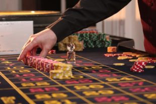 Roulette table and chips
