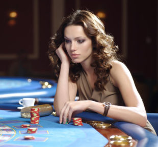 Girl playing roulette